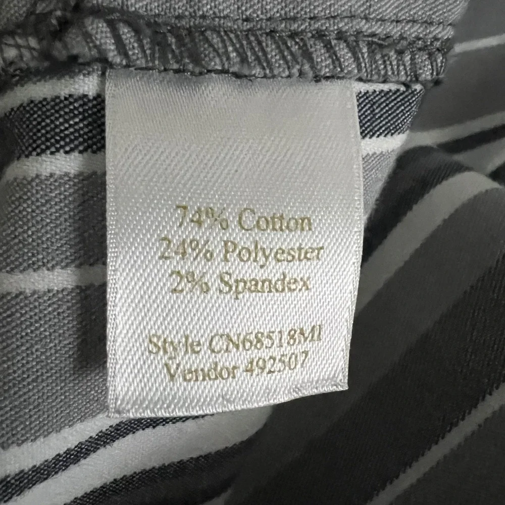 Caslon Women Grey White Black Striped Straight Leg Trousers Pants‎ Sz 8 Retro